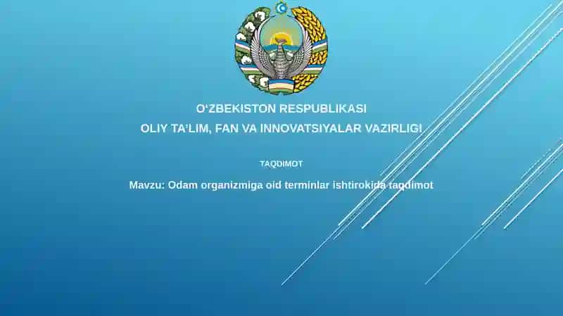Odam organizmiga oid terminlar ishtirokida taqdimot
