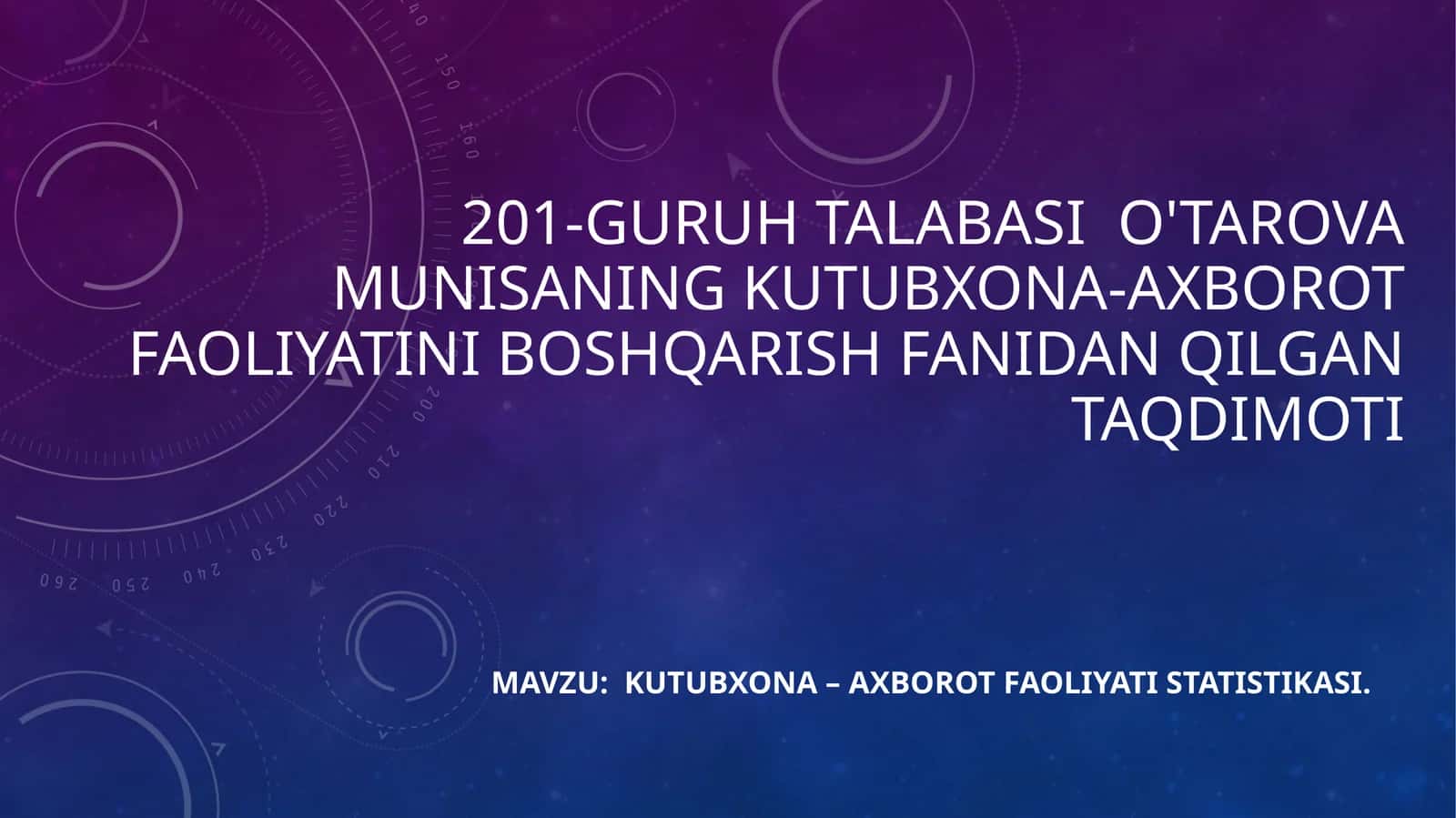 Kutubxona – axborot faoliyati statistikasi 1