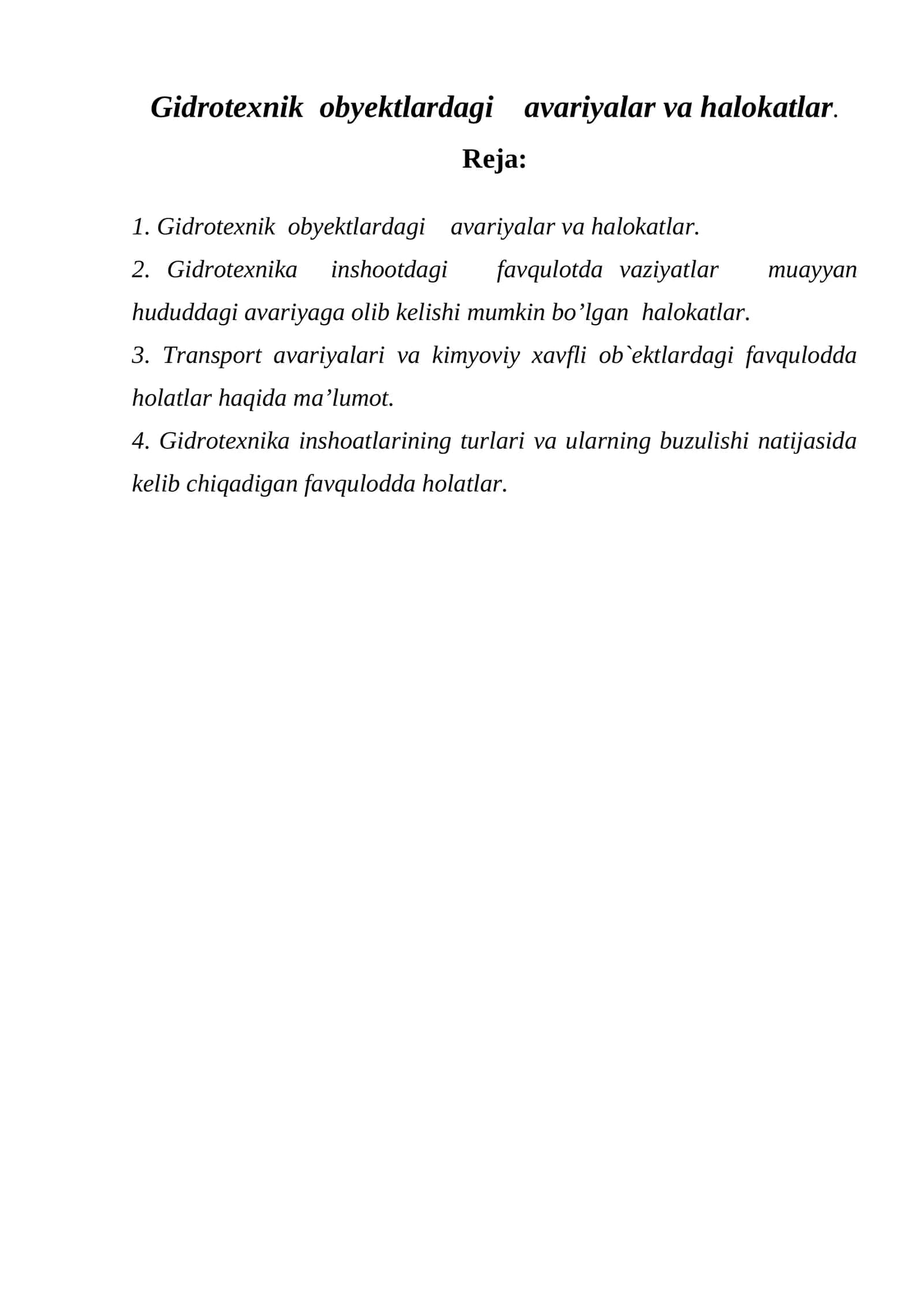 Gidrotexnik obyektlardagi avariyalar va halokatlar 1