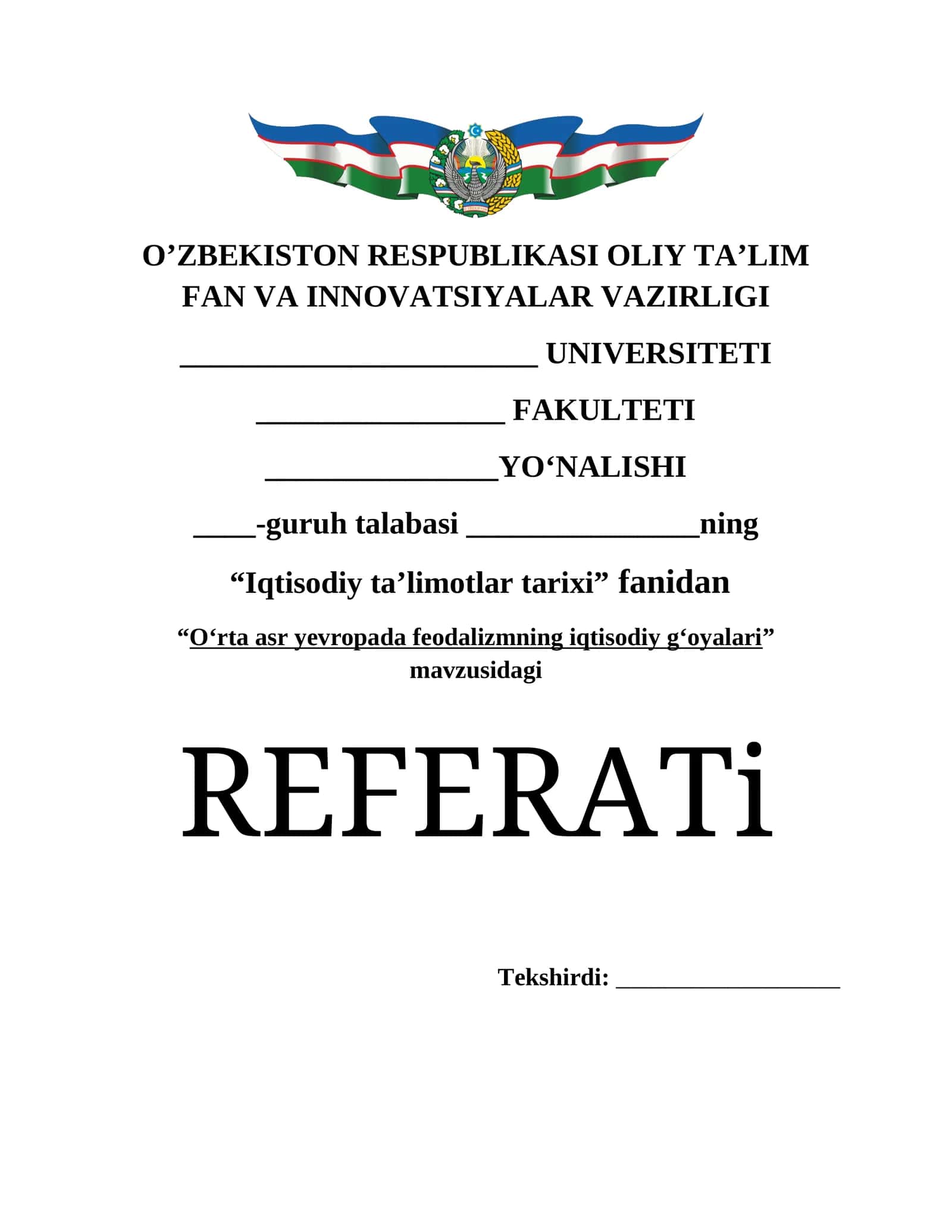 O‘rta asr yevropada feodalizmning iqtisodiy g‘oyalari 1