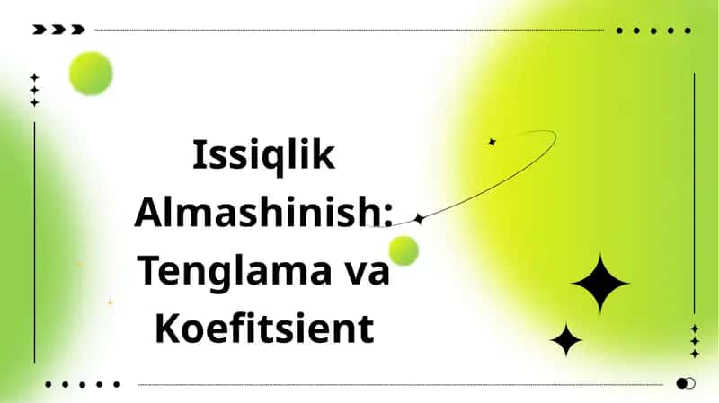 Issiqlik Almashinish: Tenglama va Koefitsient 1