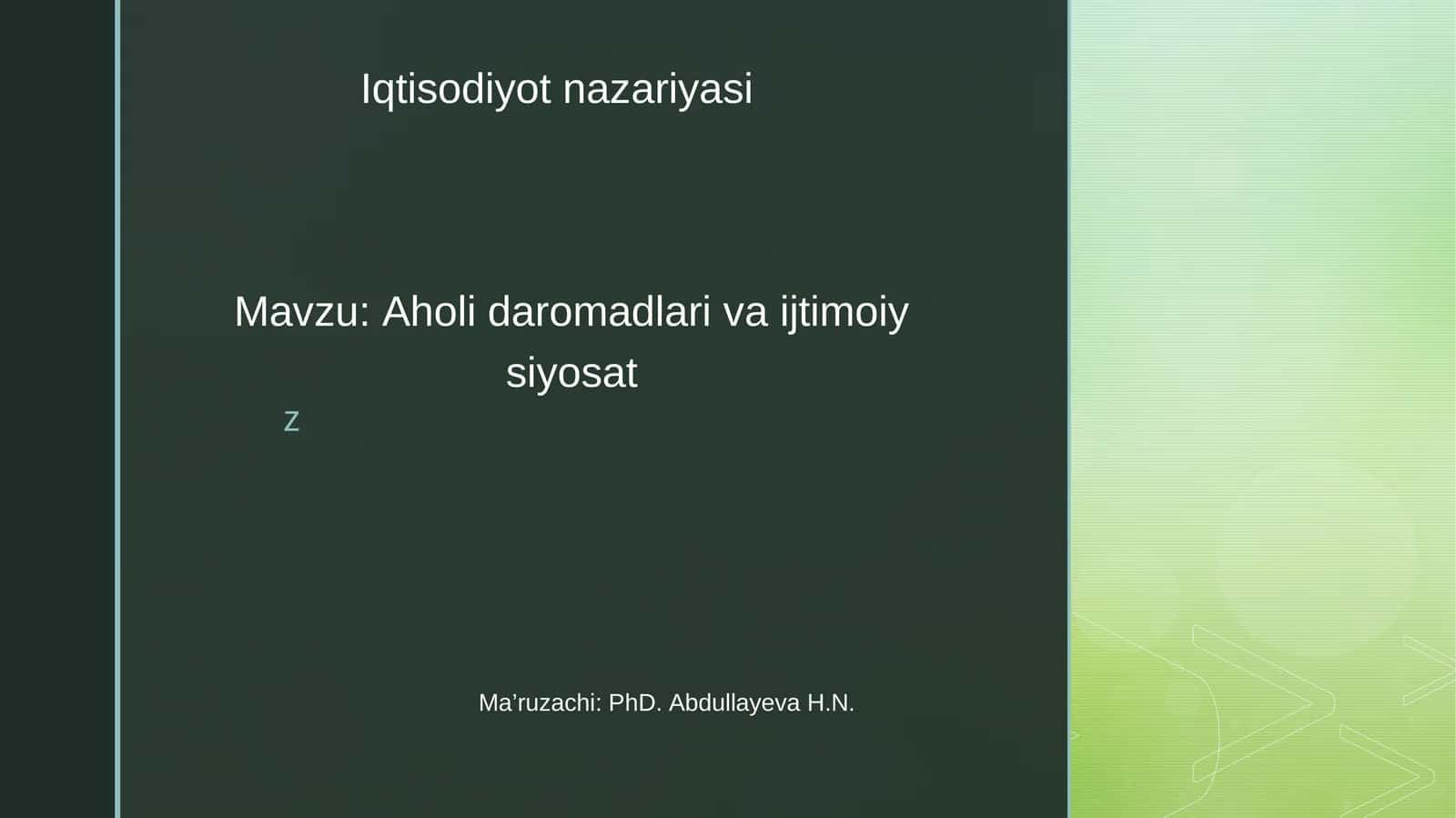 Aholi daromadlari va ijtimoiy siyosat 1