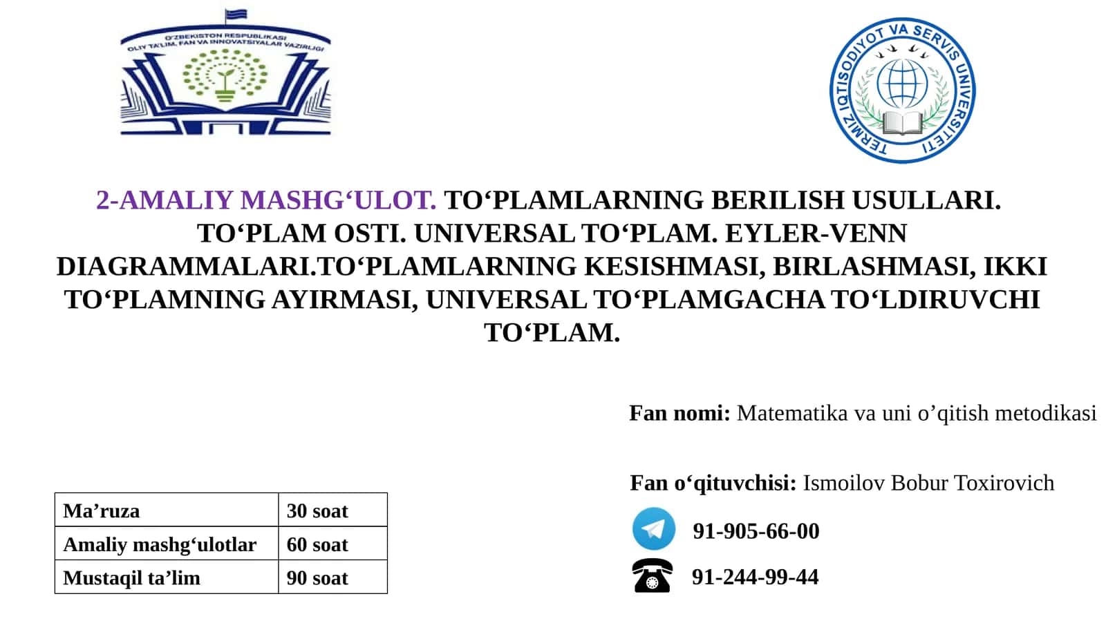 TO‘PLAMLARNING BERILISH USULLARI 1