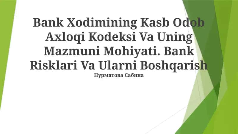 Xodimining Kasb Odob Axloqi Kodeksi Va Uning Mazmuni Mohiyati 1