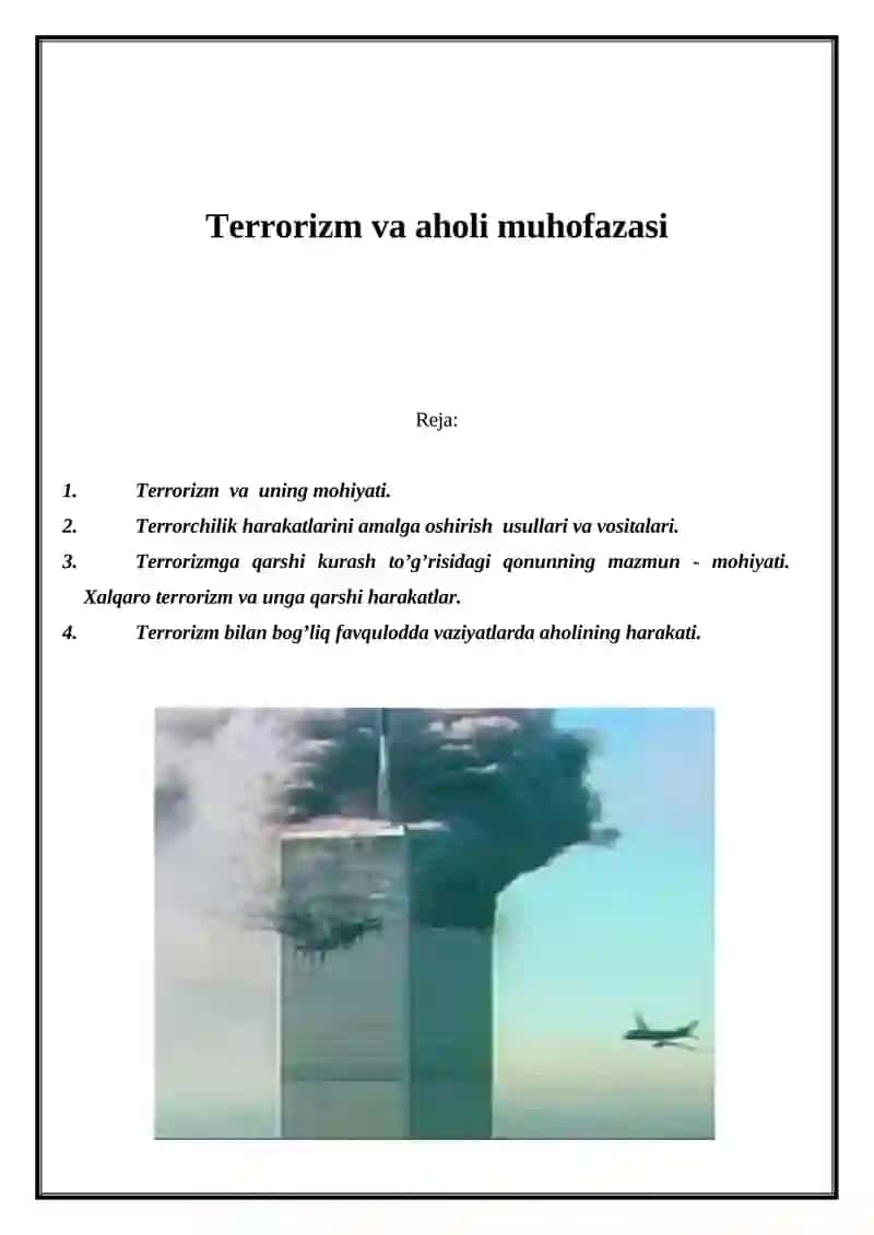 Terrorizm va aholi muhofazasi