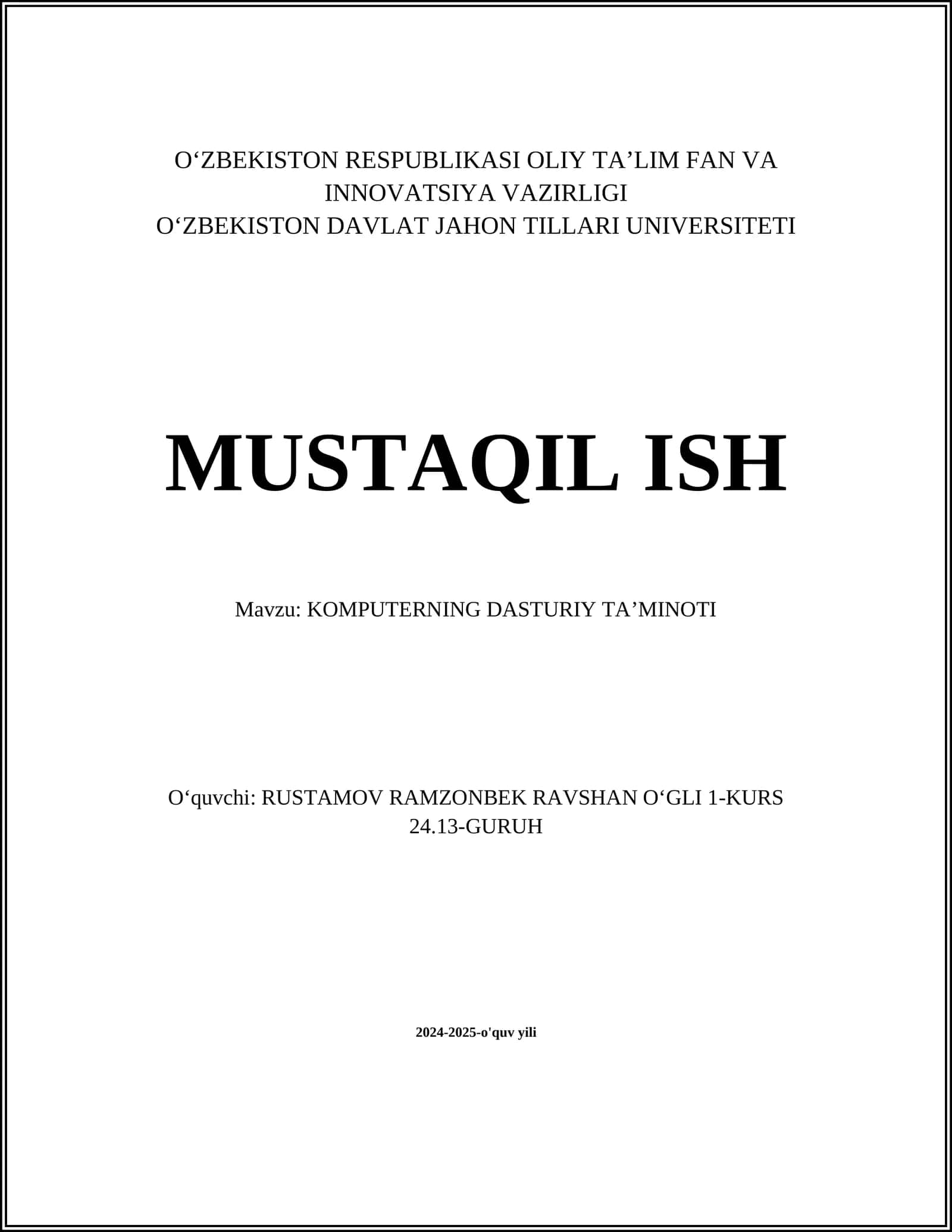 KOMPUTERNING DASTURIY TA’MINOTI 1