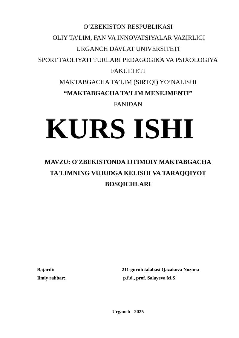 MAKTABGACHA TA’LIM MENEJMENTI 1