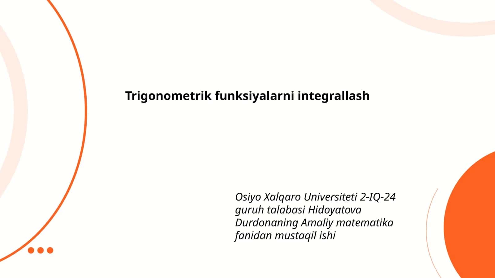 Trigonometrik funksiyalarni integrallash 1