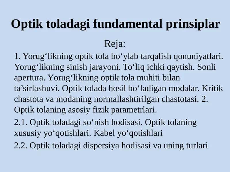 Optiktoladagi fundamental prinsiplar 1