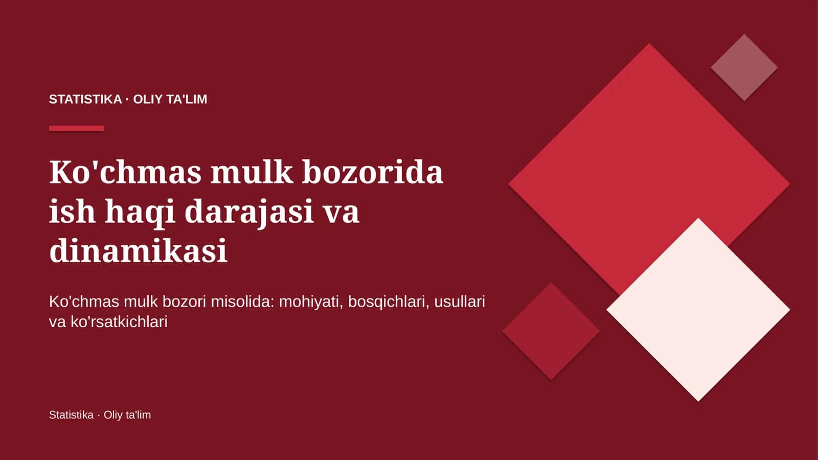 Ko'chmas mulk bozorida ish haqi darajasi va dinamikasi 1