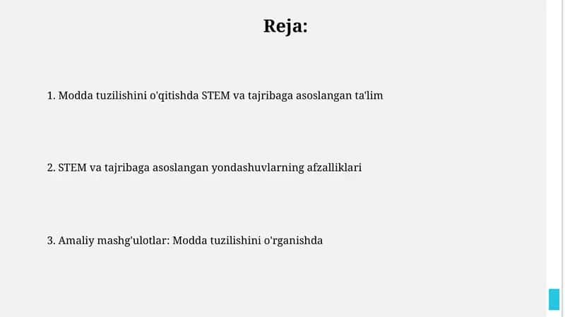 Modda tuzilishini o'qitishda STEM va tajribaga asoslangan ta'lim 1