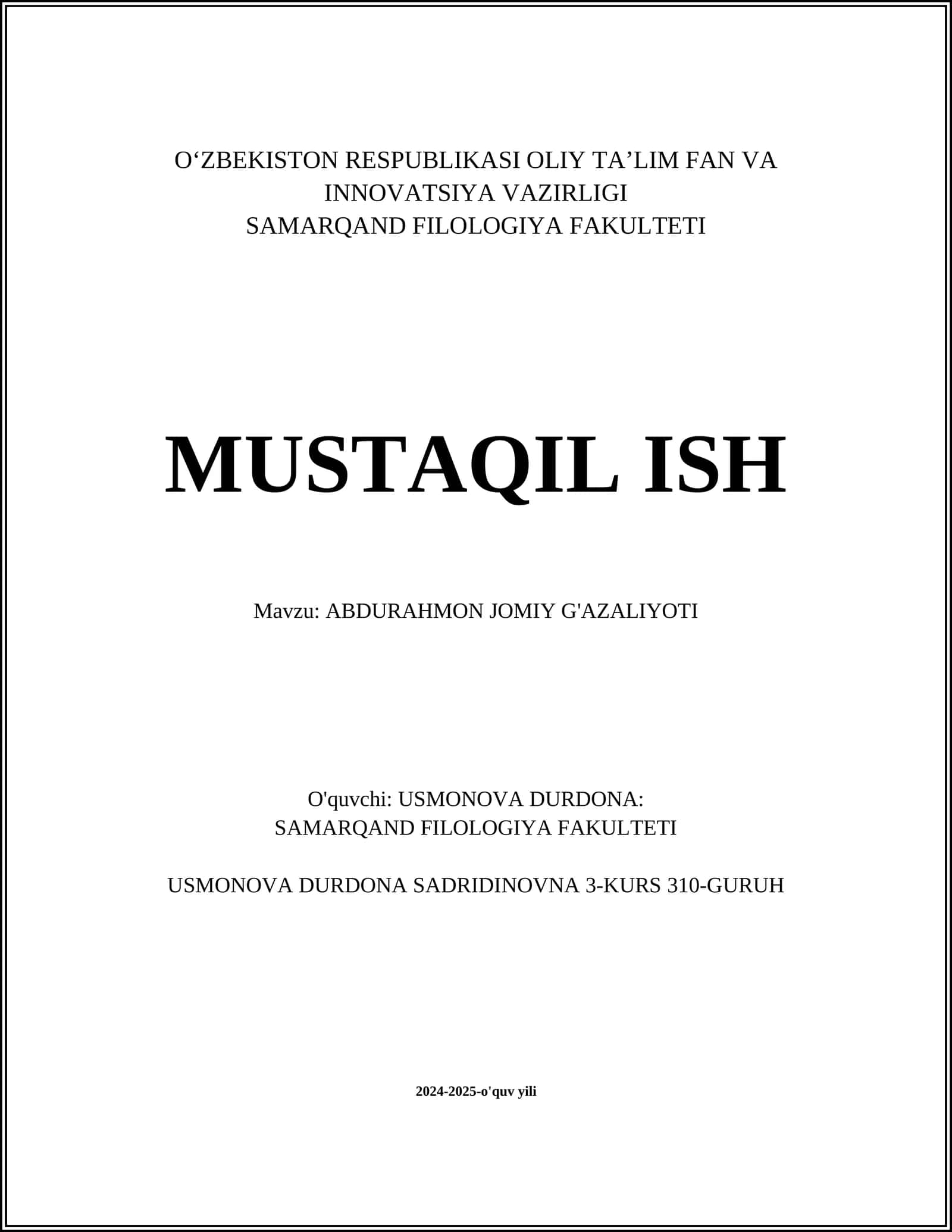 ABDURAHMON JOMIY G'AZALIYOTI 1