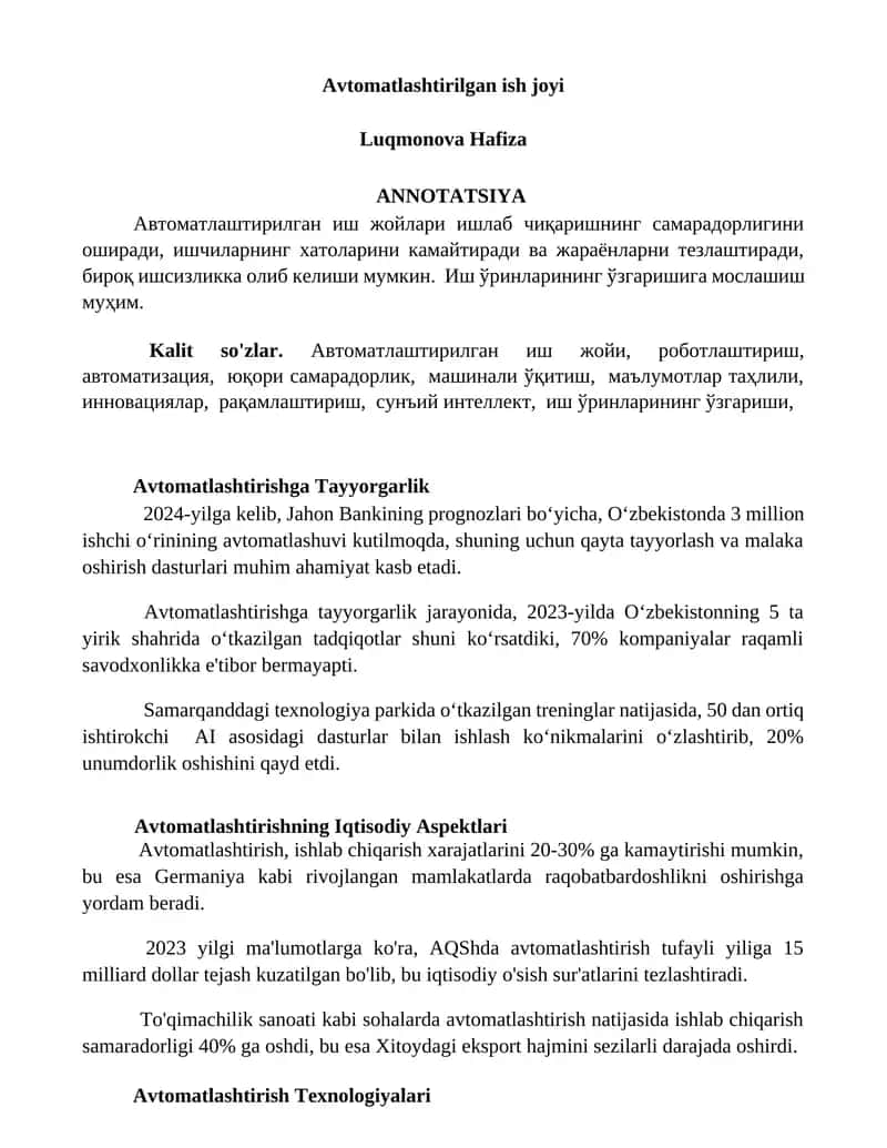 Avtomatlashtirilgan ish joyi 1
