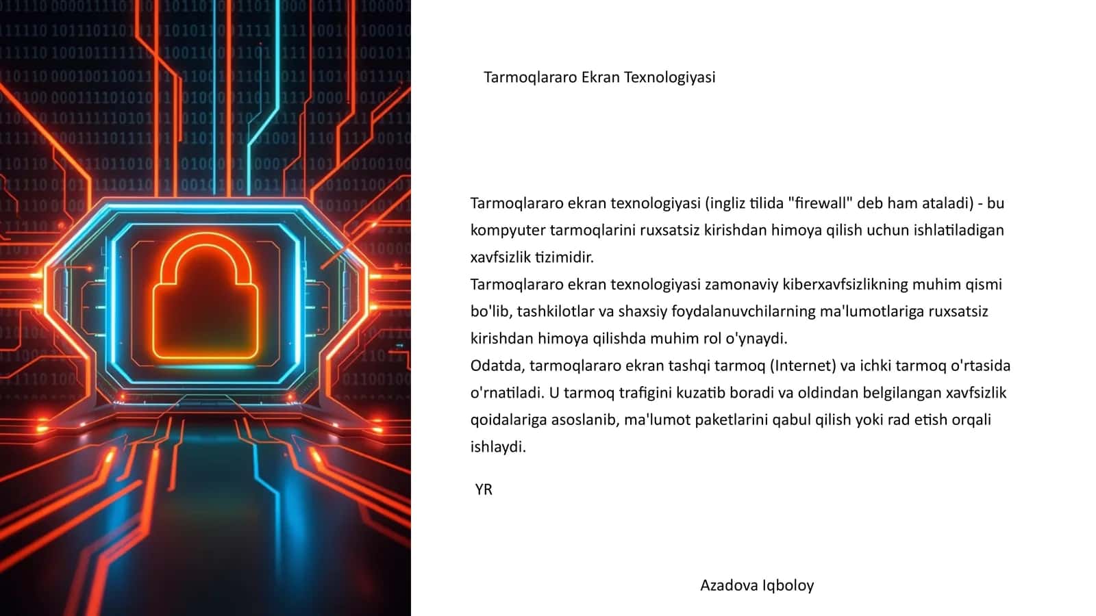 Tarmoqlararo Ekran Texnologiyasi 1