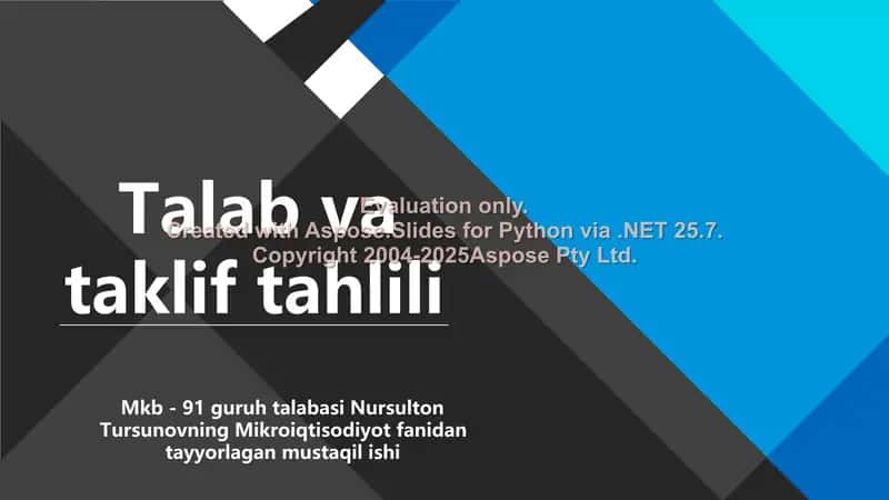 Talab va taklif tahlili 1