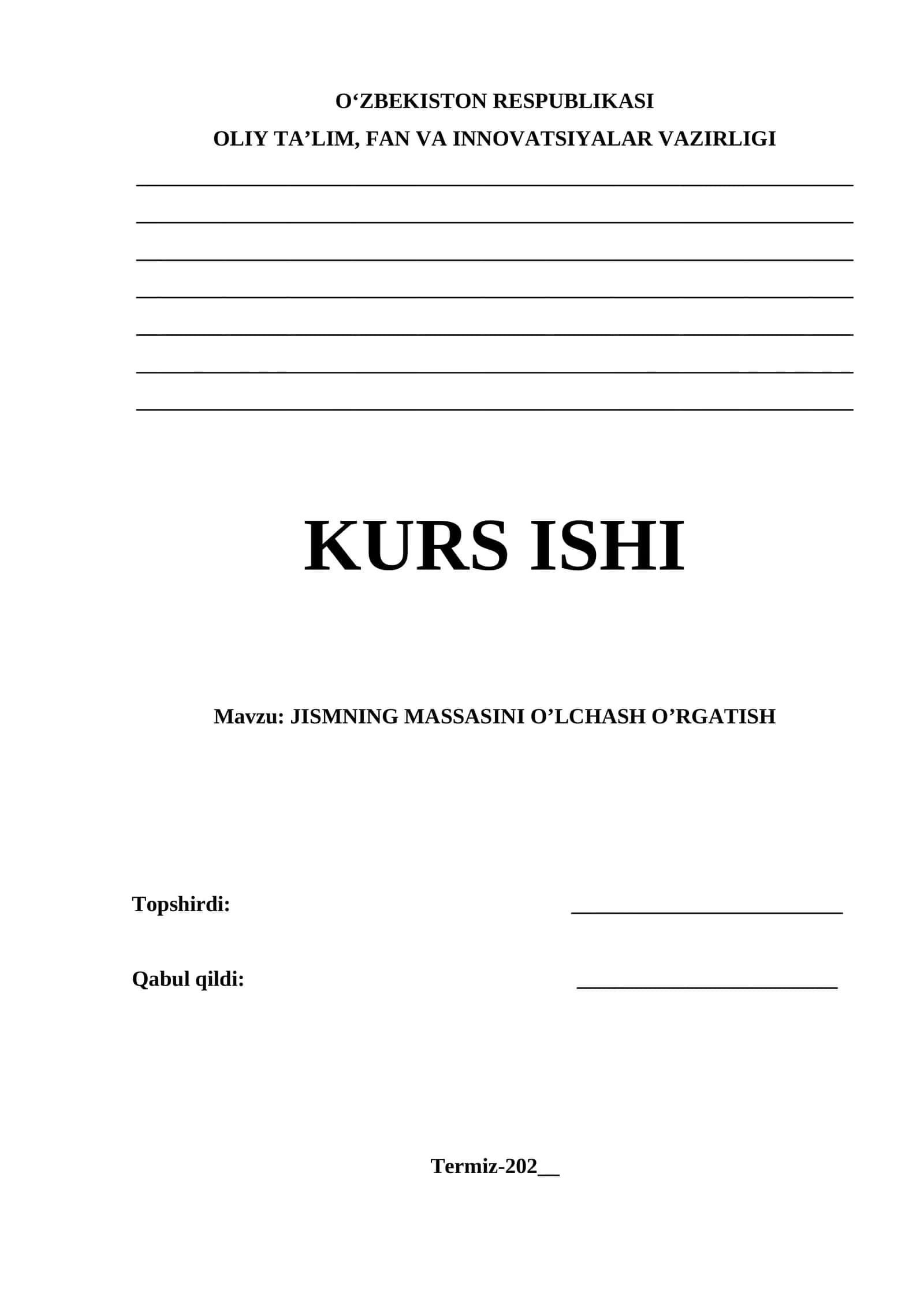 JISMNING MASSASINI O’LCHASH O’RGATISH 1