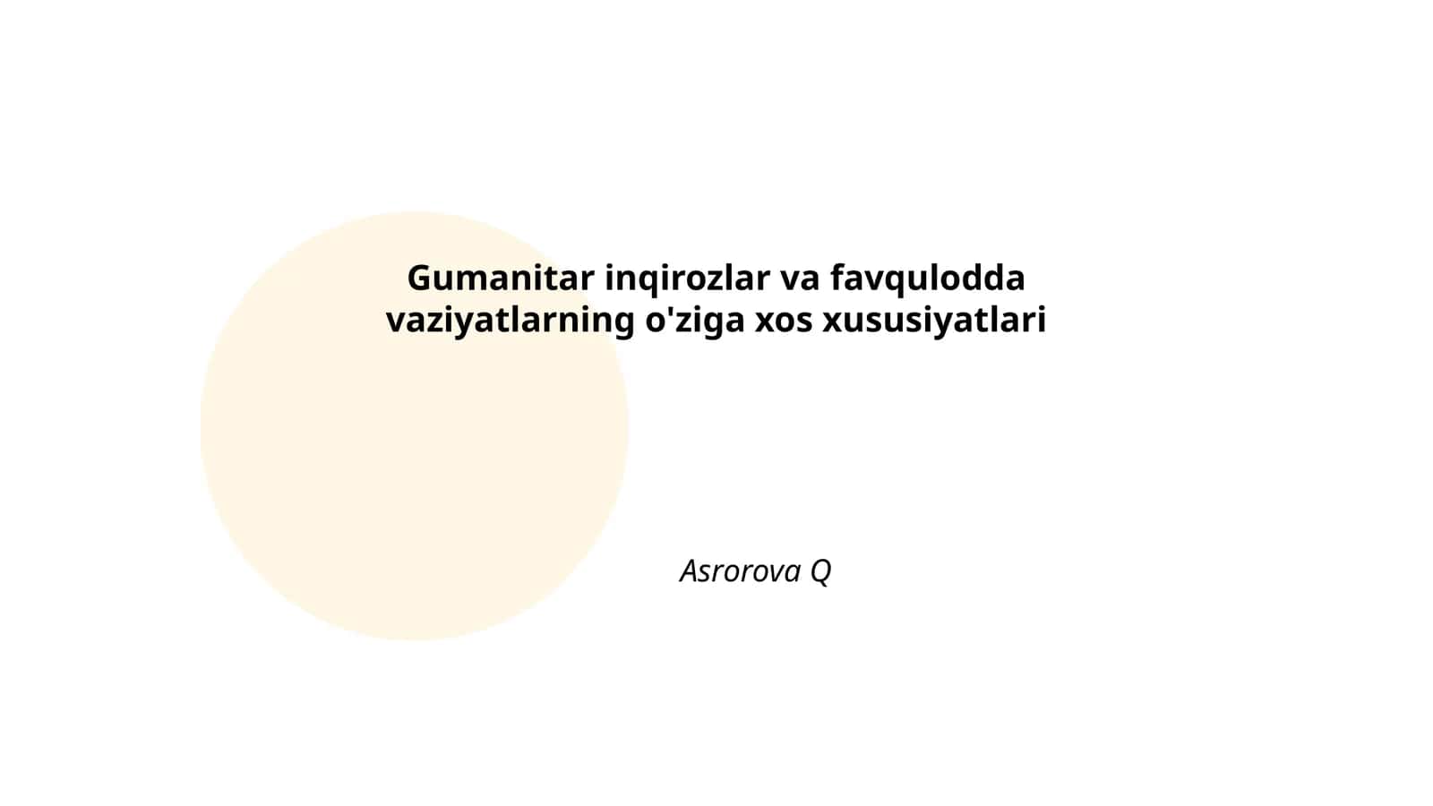 Gumanitar inqirozlar va favqulodda vaziyatlarning o'ziga xos xususiyatlari 1