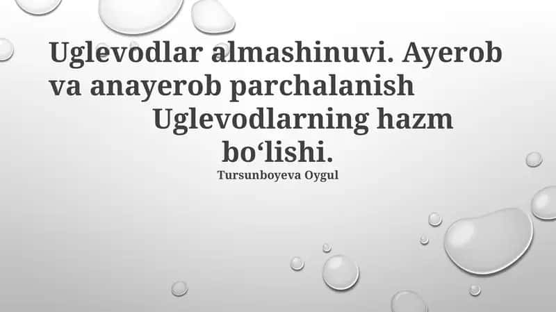 Uglevodlar almashinuvi 1