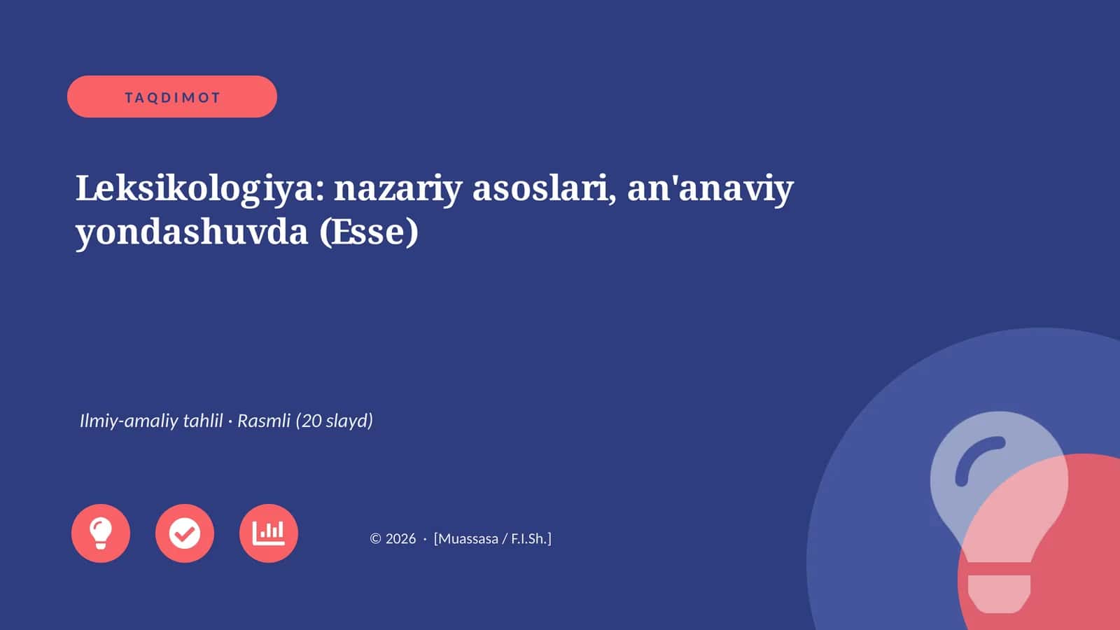 Leksikologiya: nazariy asoslari, an'anaviy yondashuvda (Esse) 1