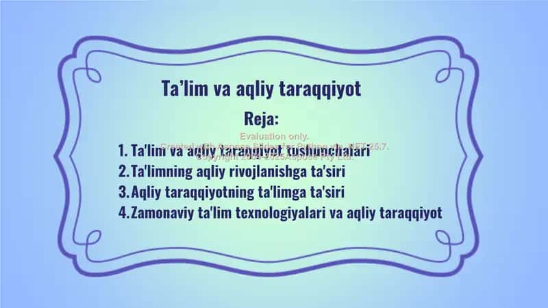 Ta'lim va aqliy taraqqiyot tushunchalari 1