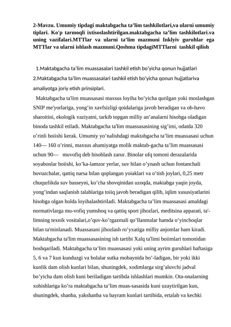 Maktabgacha Ta'lim Muassasalari 1
