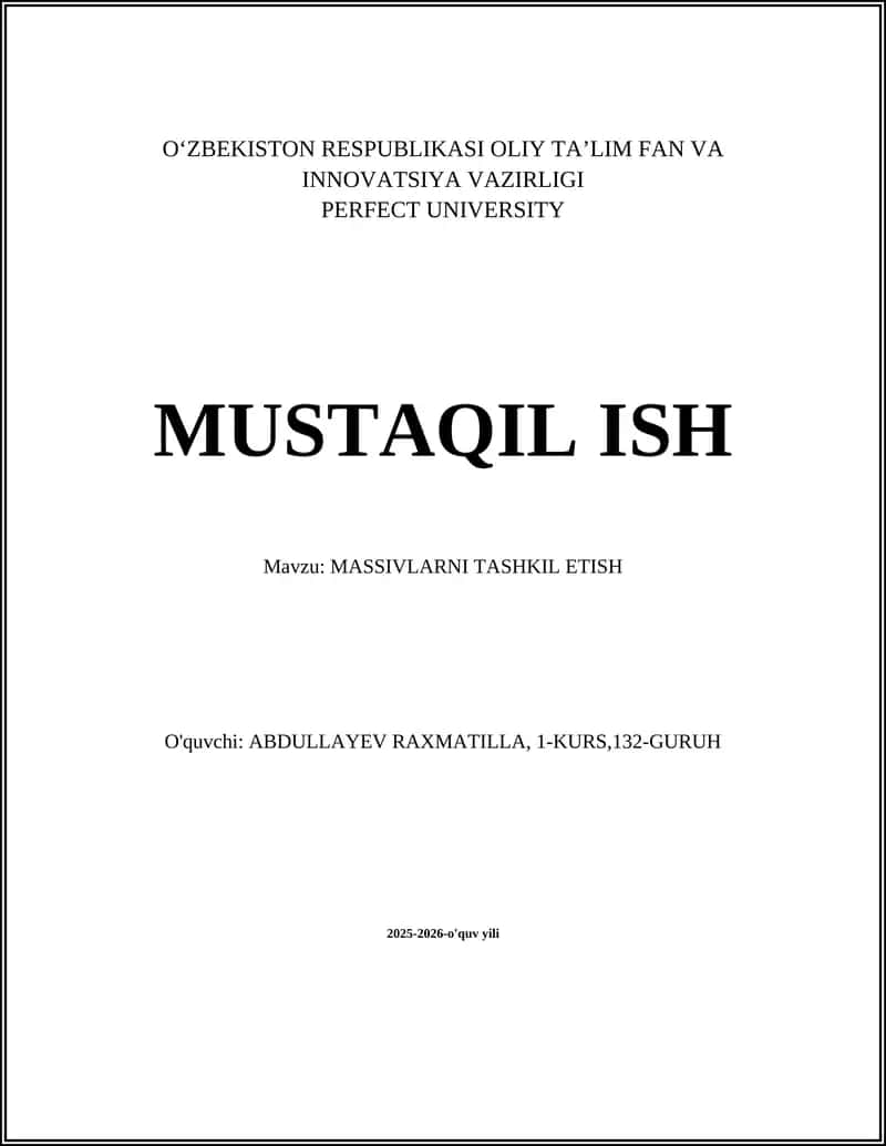 MASSIVLARNI TASHKIL ETISH 1