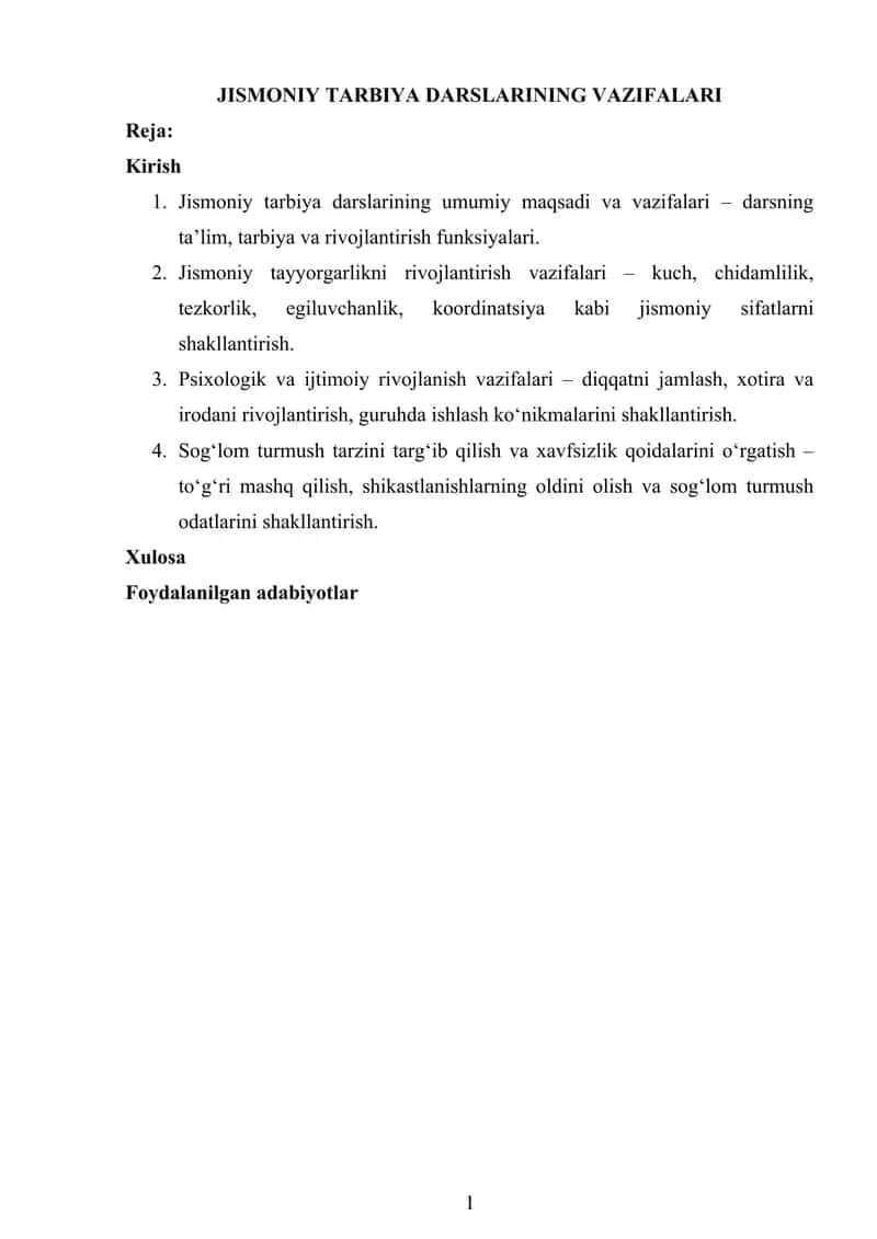 Jismoniy Tarbiya Darslari 1
