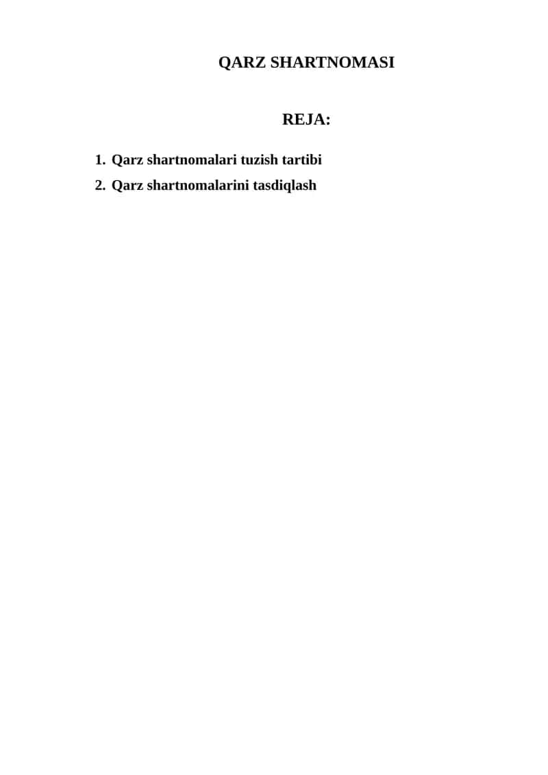 Qarz shartnomasi 1