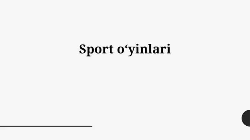 Sport oʻyinlari 1