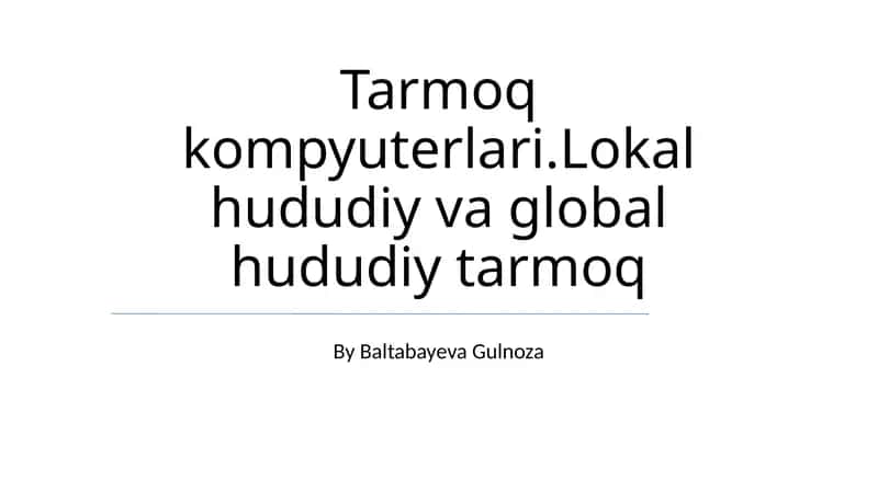 Kompyuter Tarmoqlari 1