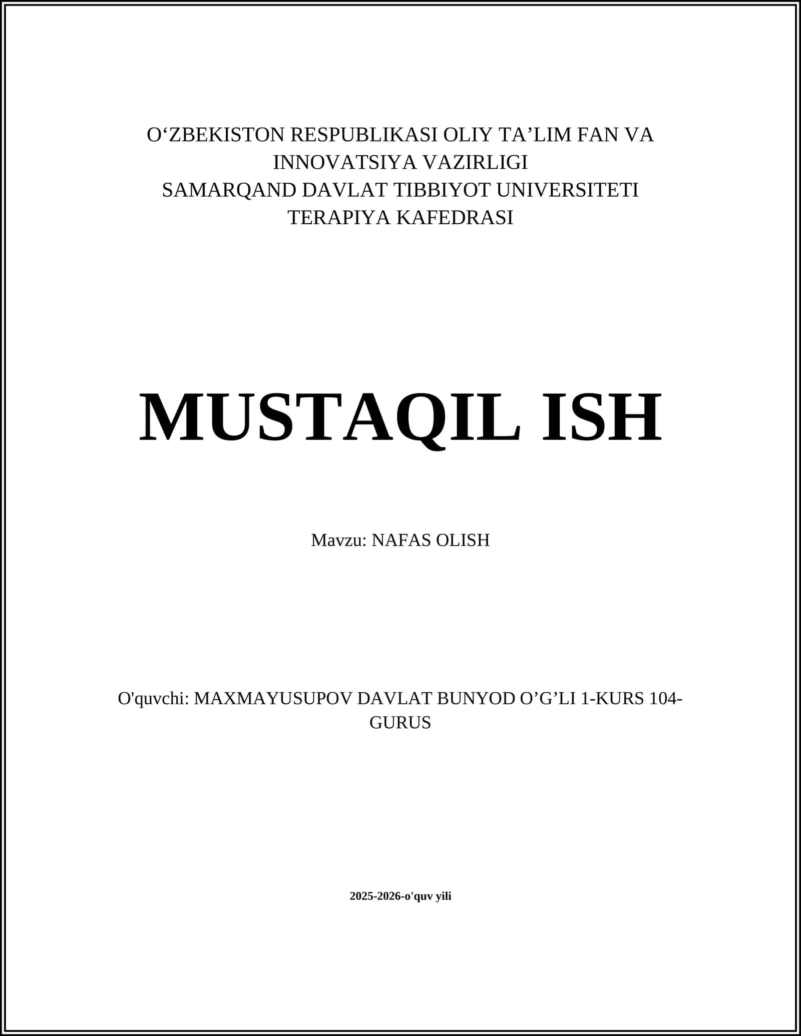 Nafas Olish 1