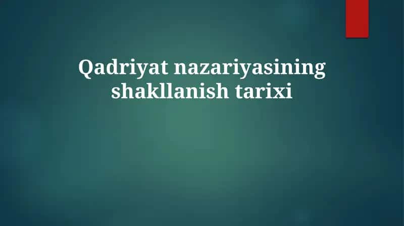 Qadriyat nazariyasi 1