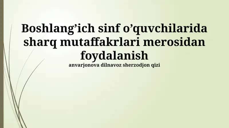Sharq mutafakkirlari merosi 1