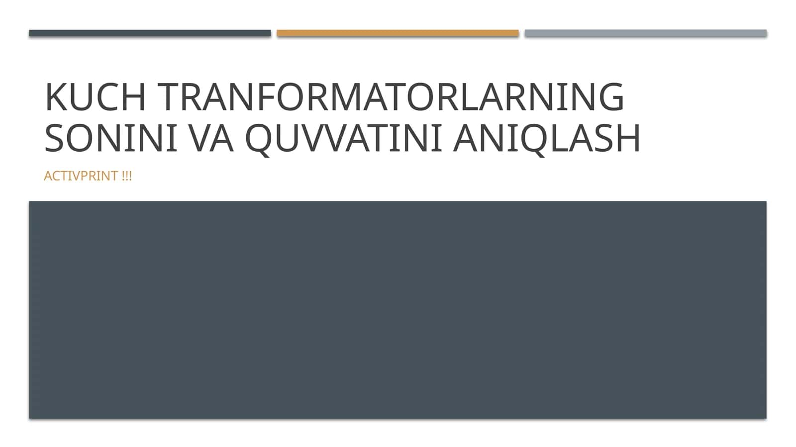 Kuch tranformatorlarning sonini va quvvatini aniqlash 1