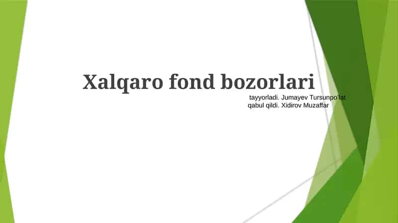 Xalqaro fond bozorlari 1