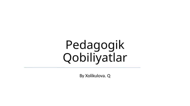Pedagogik Qobiliyatlar 1