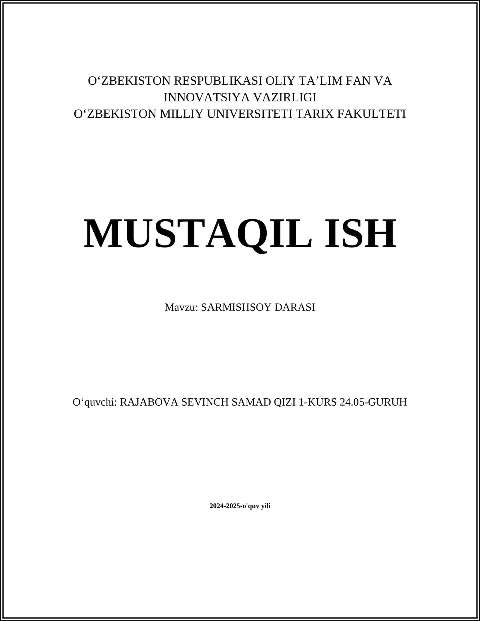 SARMISHSOY DARASI 1