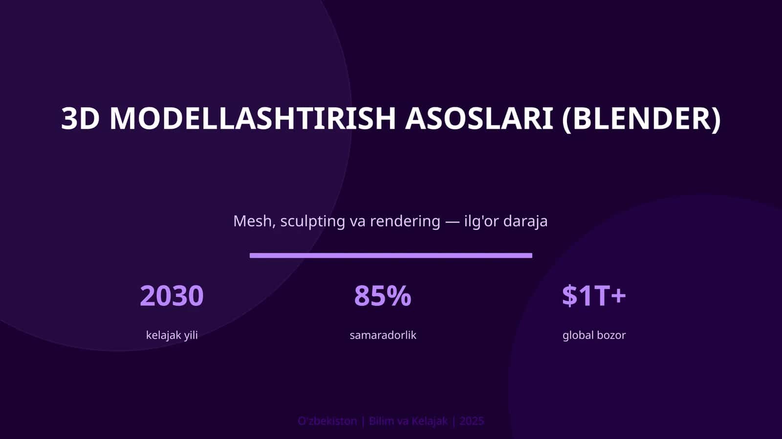 3D modellashtirish asoslari (Blender) 1