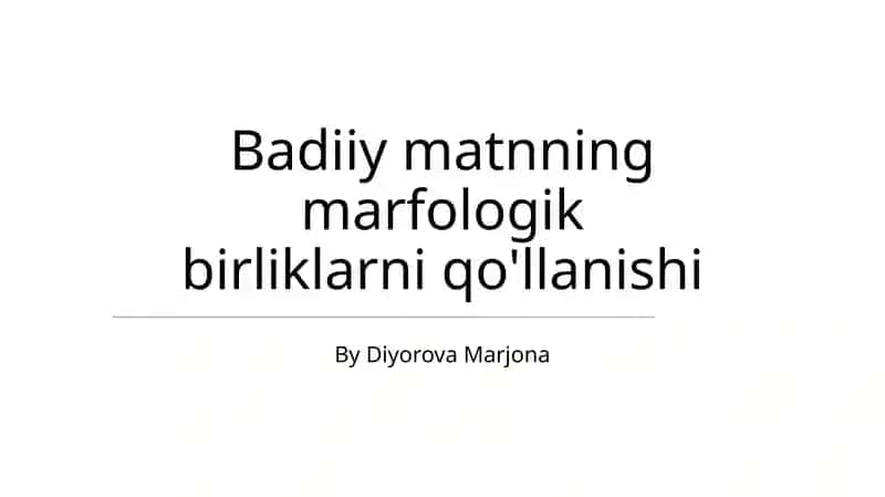 Morfologik birliklar: Ta'rif va turlari