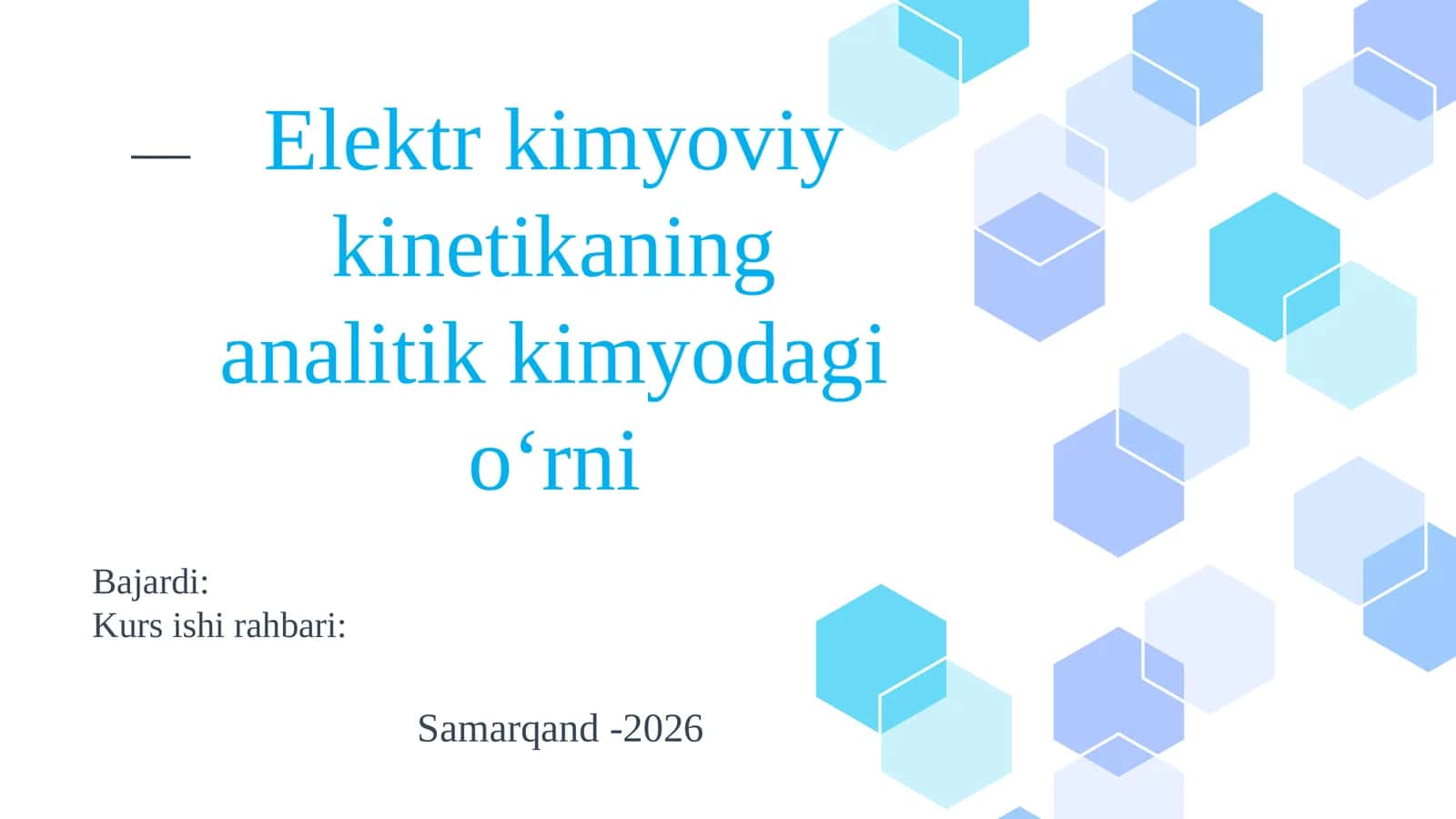 Elektr kimyoviy kinetikaning  analitik kimyodagi oʻrni 1