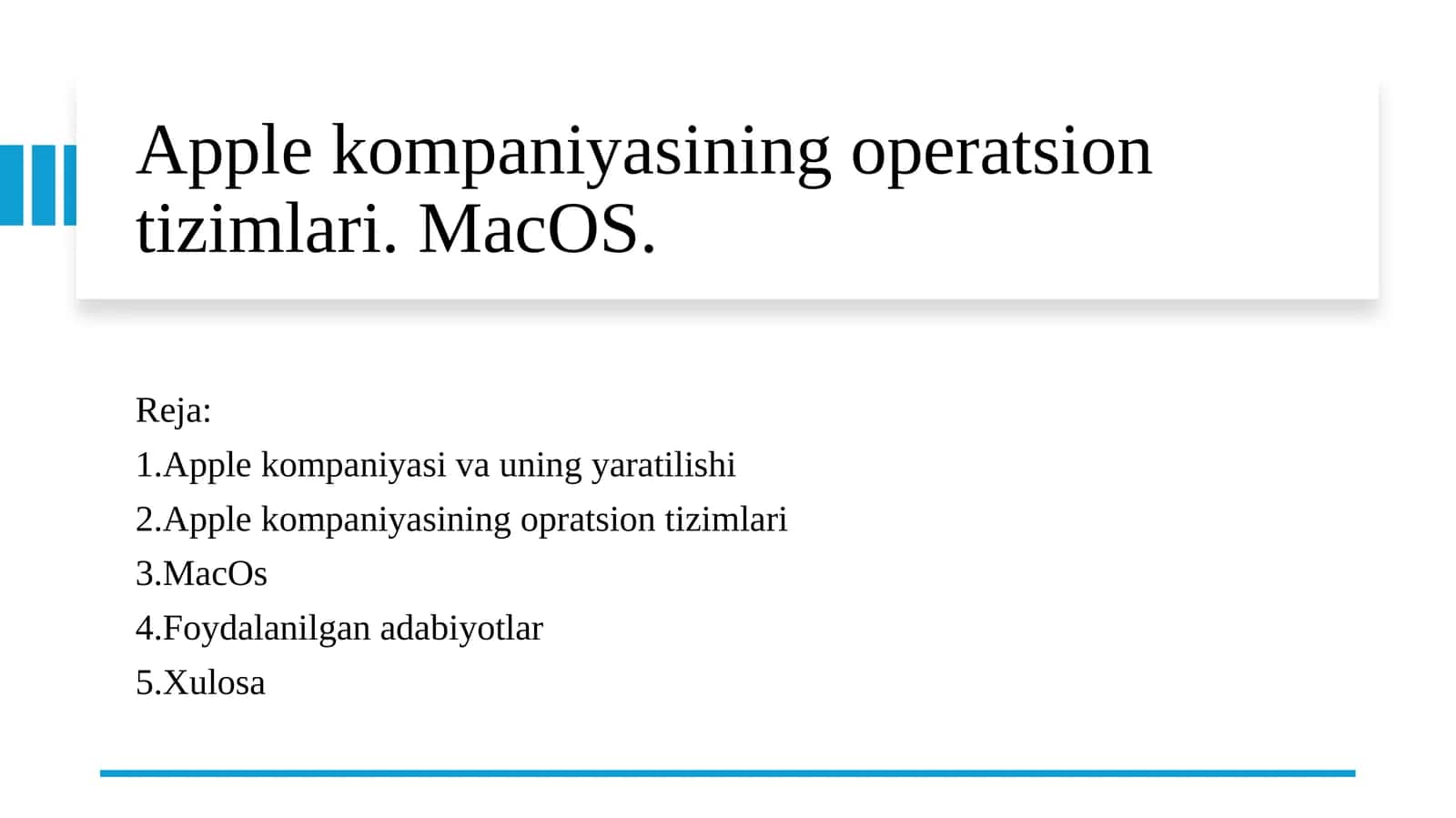Applekompaniyasining operatsion tizimlari. MacOS 1