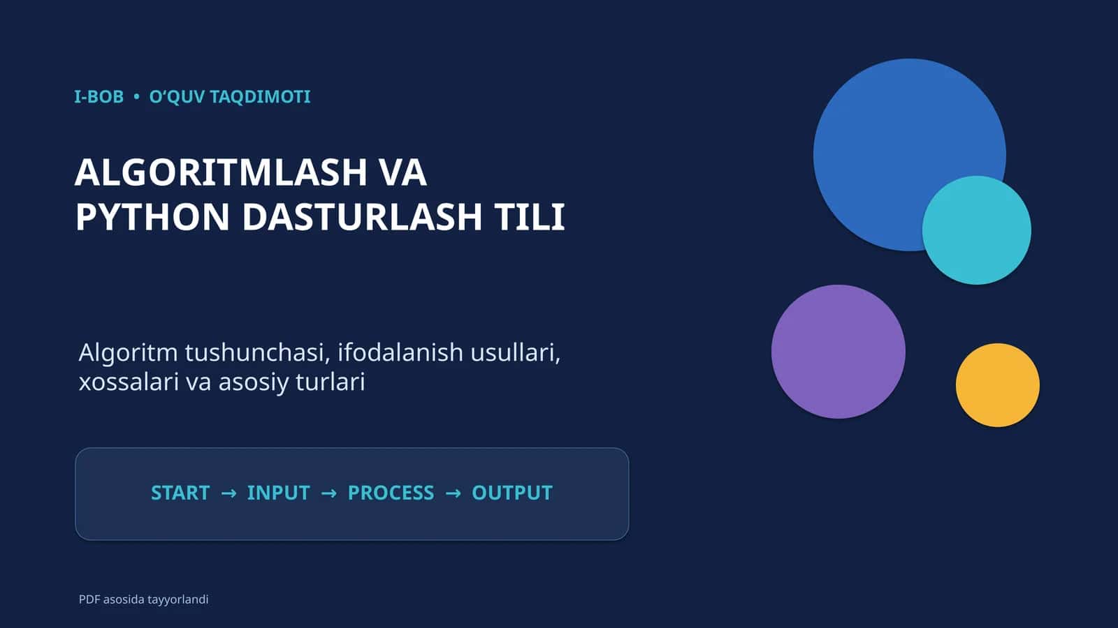 ALGORITMLASH VA PYTHON DASTURLASH TILI 1