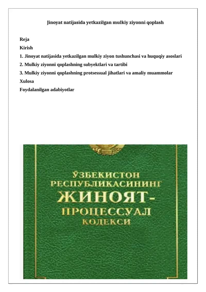 Mulkiy ziyonni qoplash 1