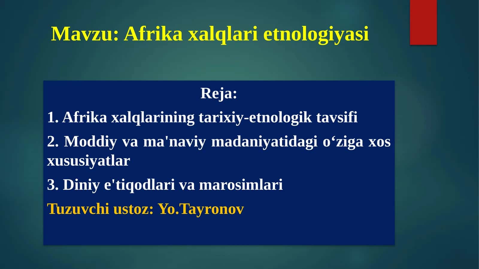 Afrika xalqlari etnologiyasi 1