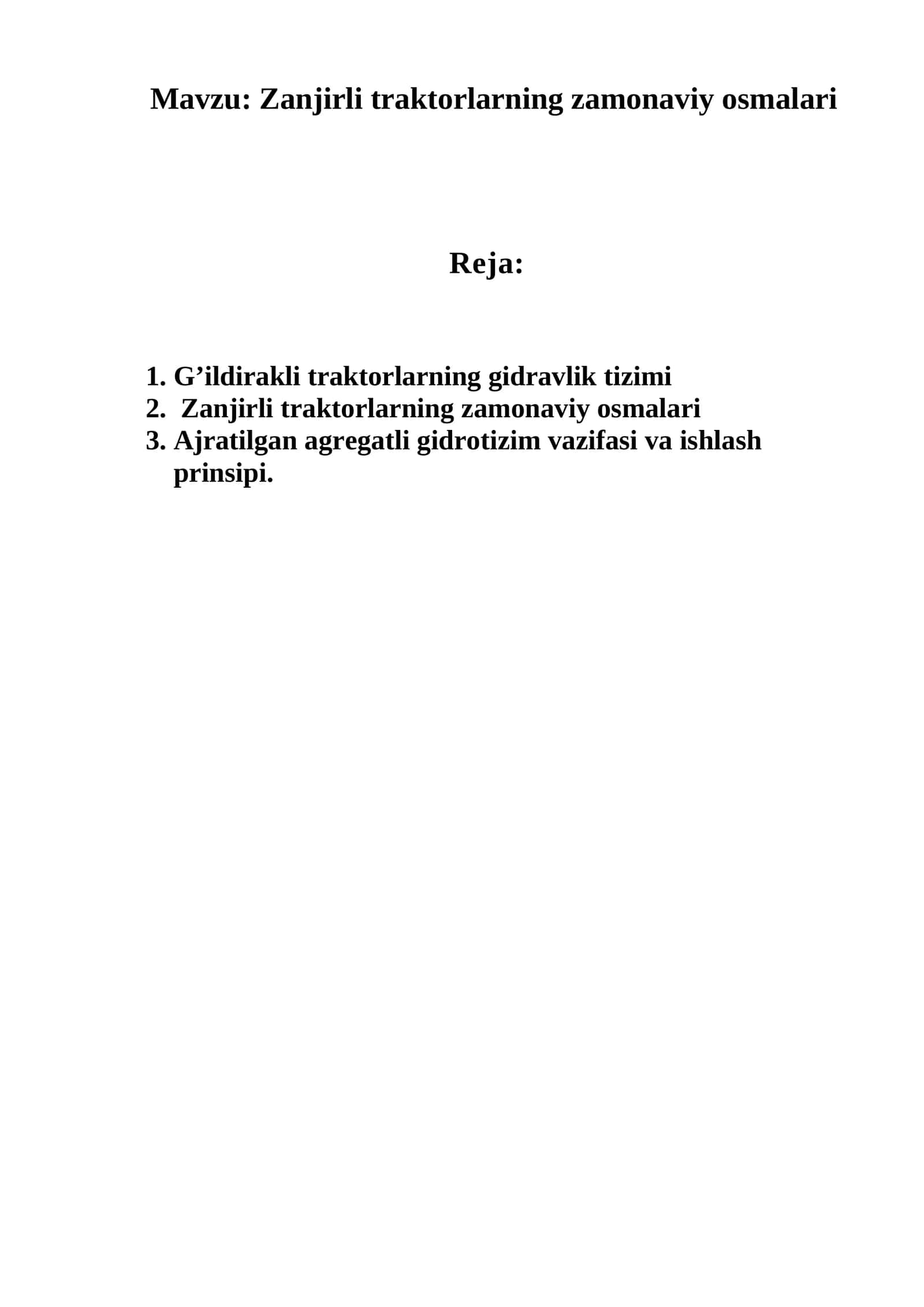 Zanjirli traktorlarning zamonaviy osmalari 1