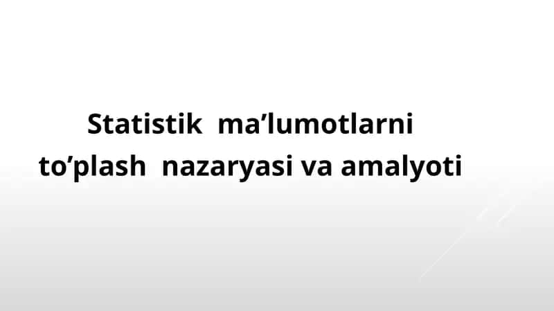 Statistika Ma'lumotlarni Toplash 1