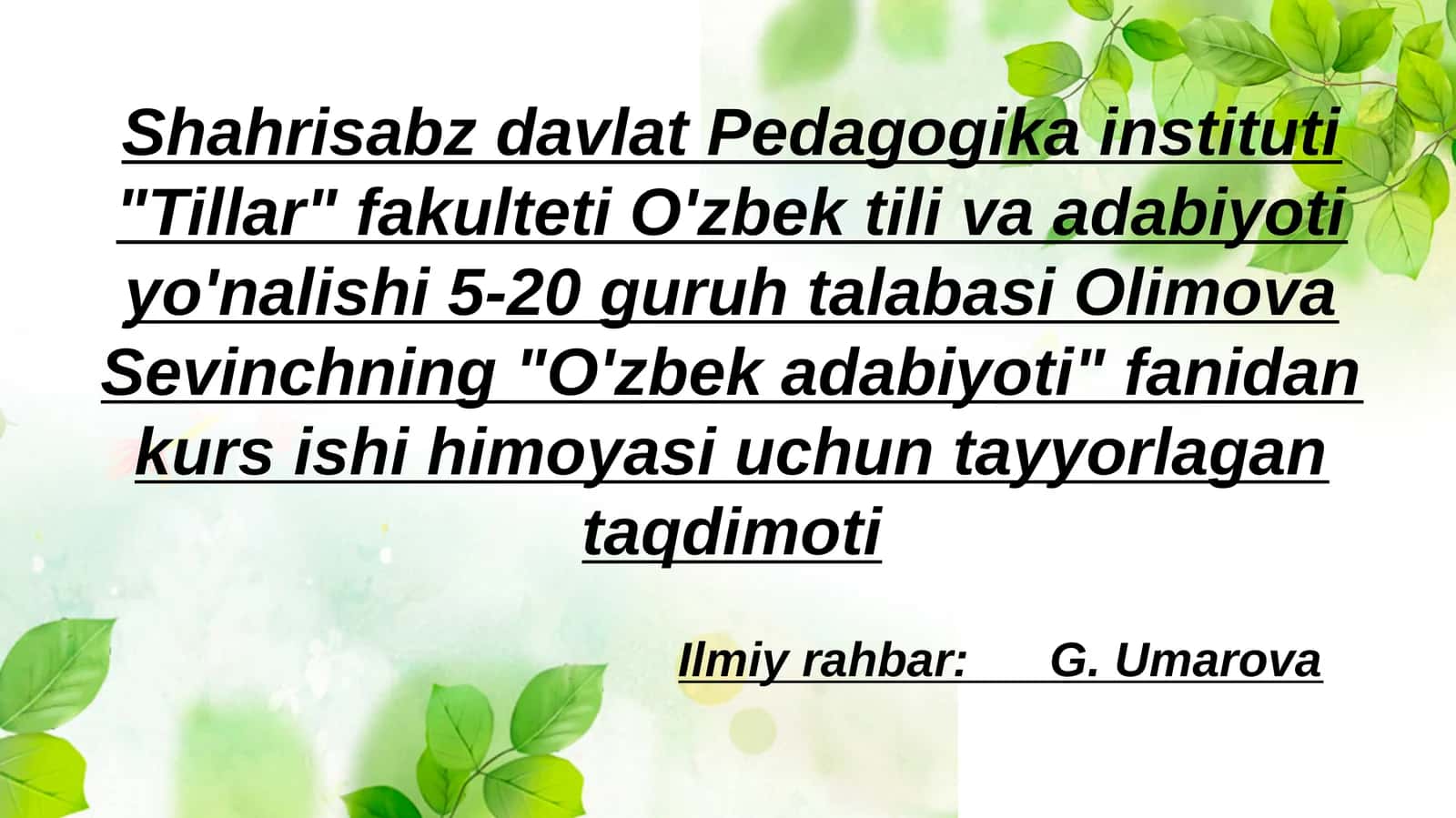 O'zbek adabiyoti yo'nalishi kursi 1