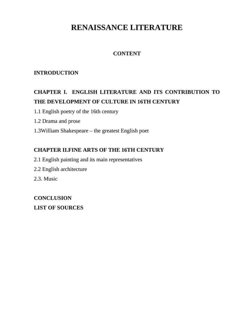 RENAISSANCE LITERATURE 1