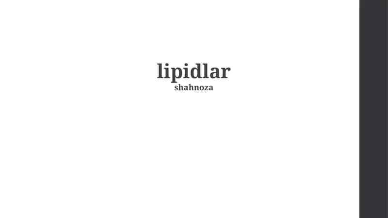 Lipidlar 1