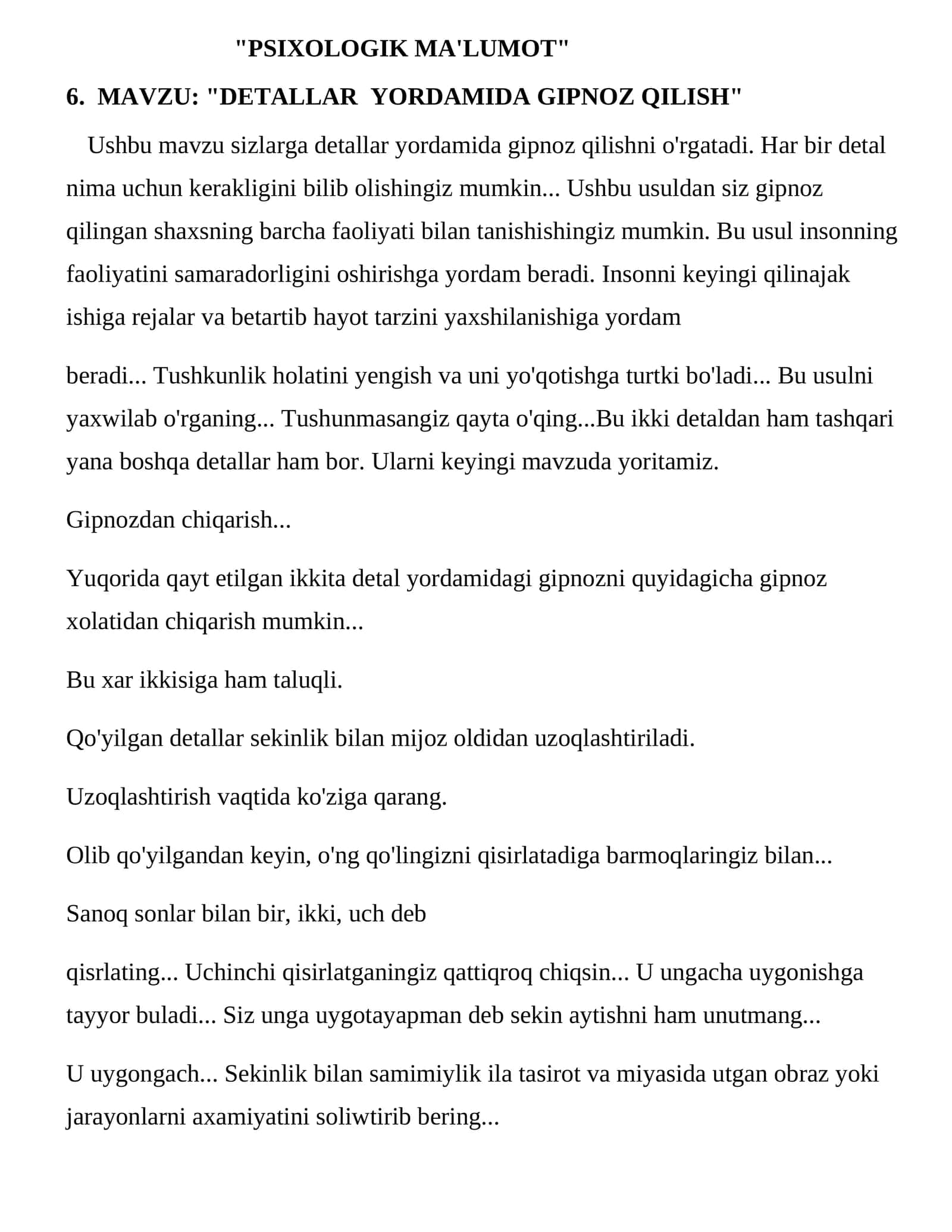 DETALLAR YORDAMIDA GIPNOZ QILISH 1